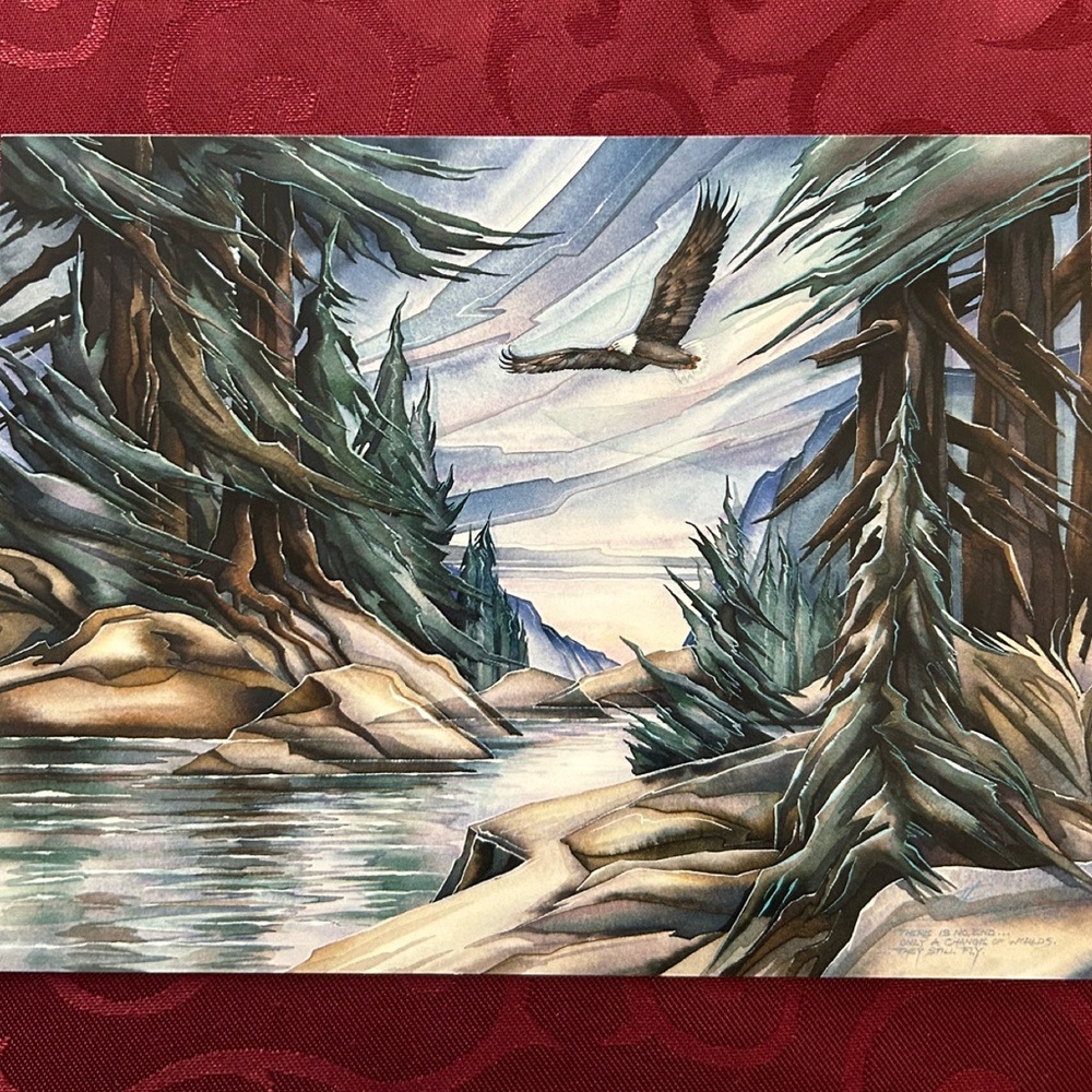 5/$15 Deepest Sympathy ❤️‍🩹 Art Card Serene Landscape Art Print with Eagle